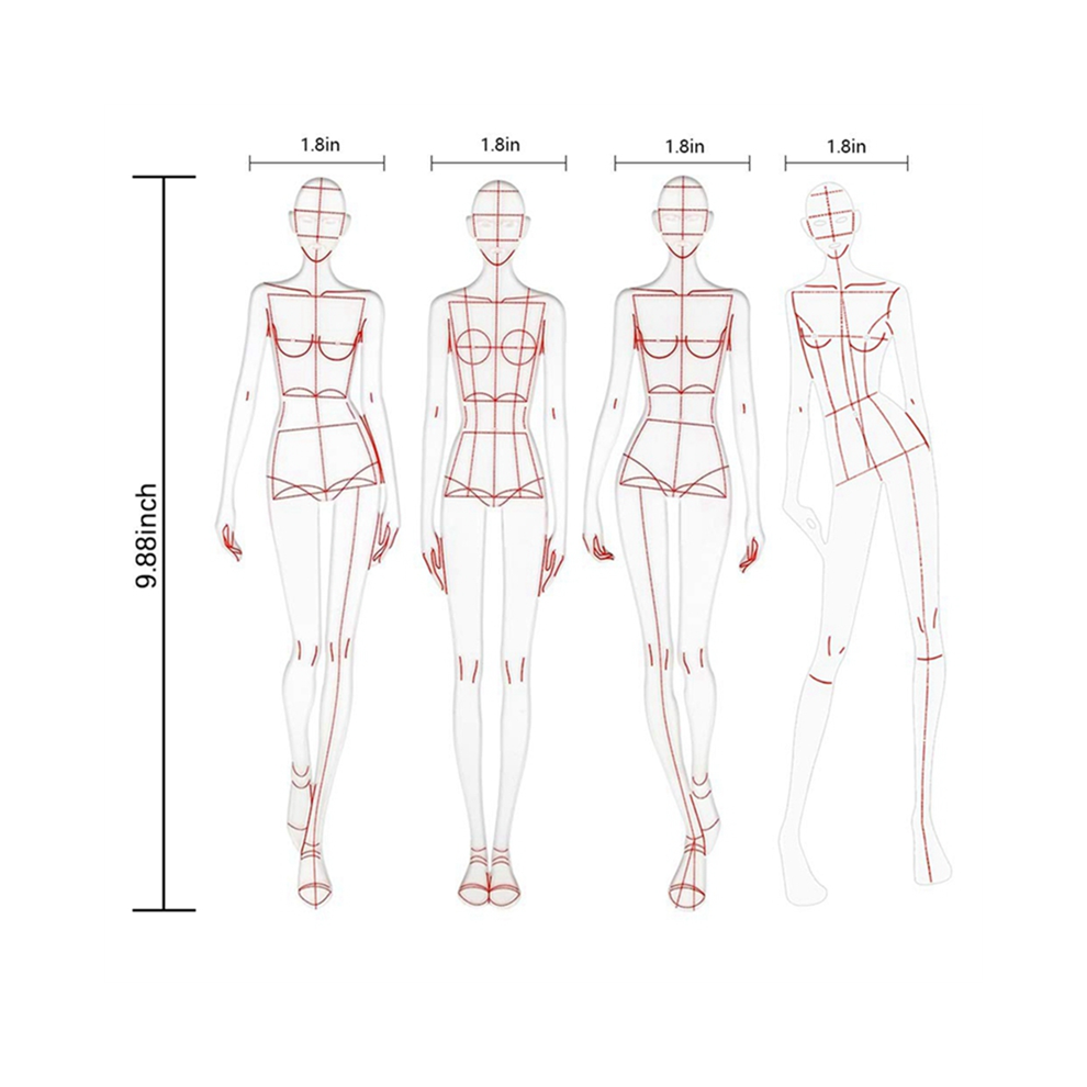 Righello Per Schizzi Di Illustrazione Di Moda, Modello Per Cucito, B