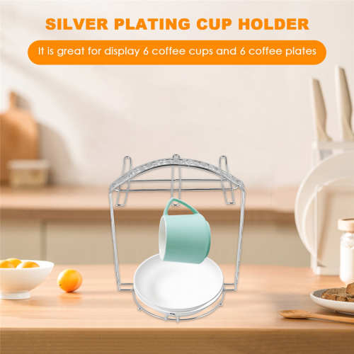 Silver Plating Coffee Cup Hob Dish Rack Metal Stand Holder 1