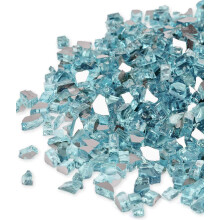 (Pacific Blue) Gaspro 20 Lbs Fire Glass For Propane Fire Pit, 1/2-inch Reflective Fireplace Glass Rocks For Fire Pit Table, Black Zhexin