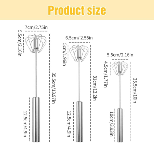 Press and rotate semi-automatic egg beater stainless steel 2
