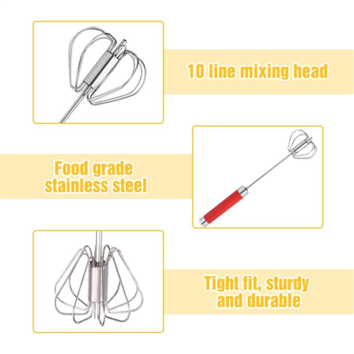 Press and rotate semi-automatic egg beater stainless steel 1