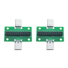Carte PCB de test universelle Type-C mâle vers femelle 2x — port USB 3.1 broches, dimensions 20,6 36,2 mm, couleur verte