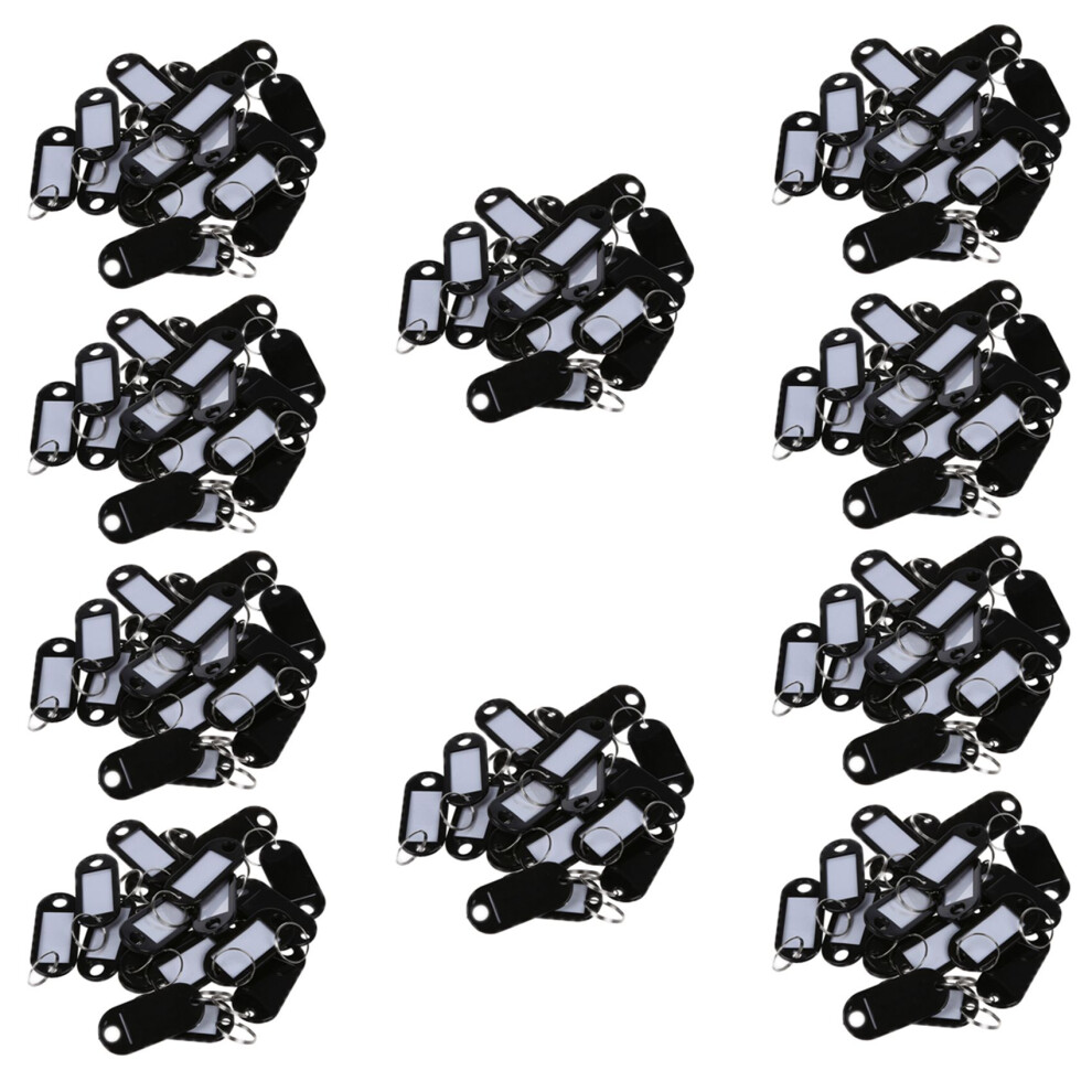 200 Pcs Key Id Label Tags Split Ring Keyring Keychain Black 4852972344783