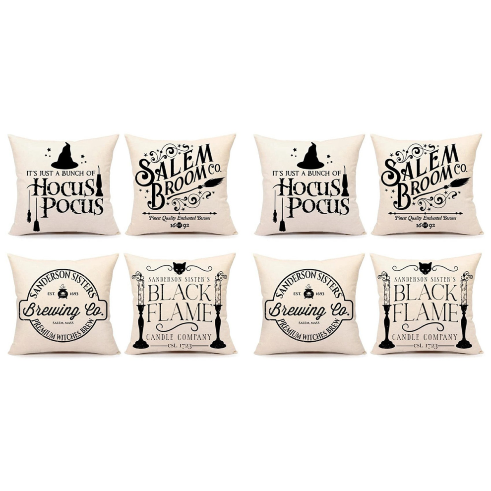 Halloween Decor Pillow Covers 18X18 Set Of 8 Decorations Farmhouse Outdoor Fall Pillows Decorative Throw Cushion Case 4853799408665
