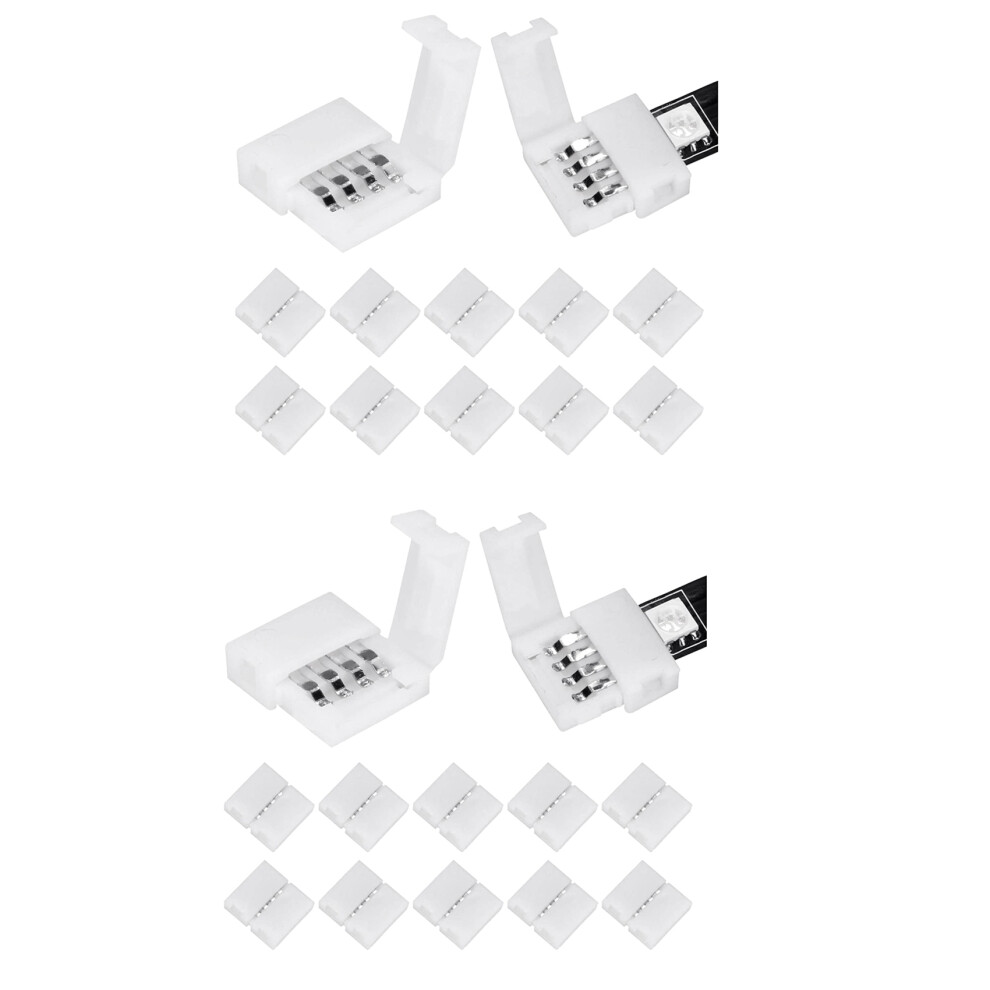 100Packs 4-Pin Rgb Led Strip Connectors 10Mm Gapless Solderless Adapter Terminal Extension Light 4852972325898