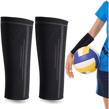 (Black, S for 40-55 Kg) 1 Pair Volleyball Arm Sleeves, Volleyball Compression Sleeves Sports Forearm Sleeves, Protect Arms From Sting