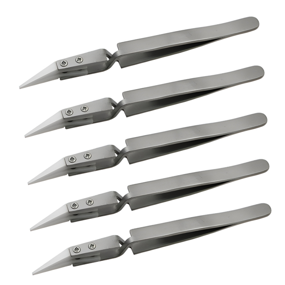 Spactz 5Pcs Ceramic Tip Electronic Soldering Tweezers,Anti-Static,B