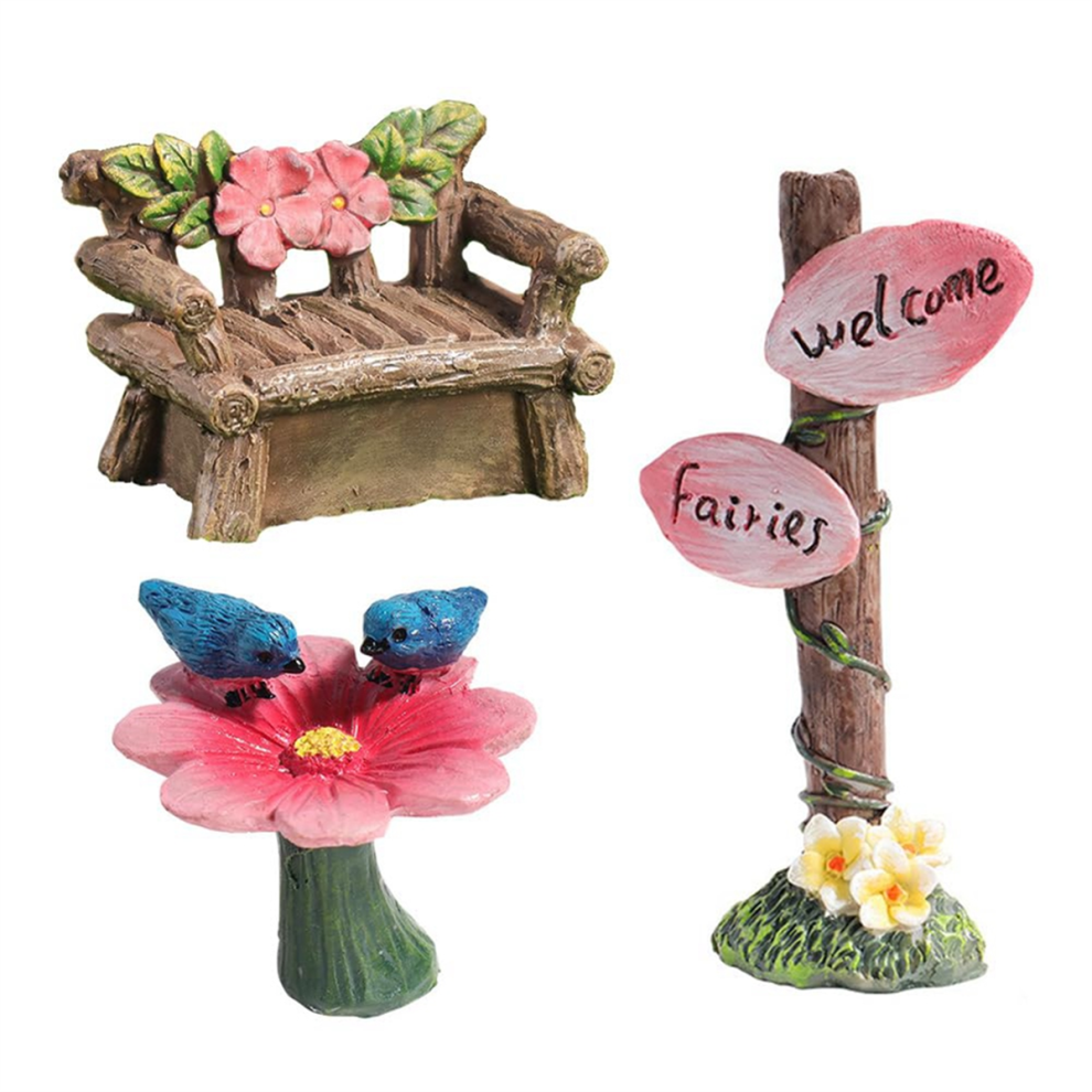 Meubles de jardin de fées miniatures en résine, mini chaise artisanale