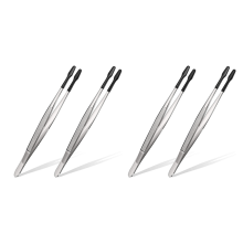 4 kusy pinzety s gumenou špičkou, PVC silikónové, presné laboratórne, priemyselné, hobby, remeselné nástroje - čierne