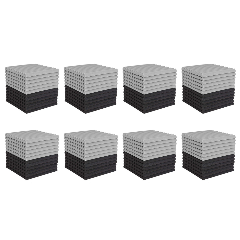 96 Pcs Acoustic Foam Board,Studio Wedge Tile,Acoustic Soundproof Pyramid Studio Treatment Wall Panel 2.5X30x30cm 4852689265302