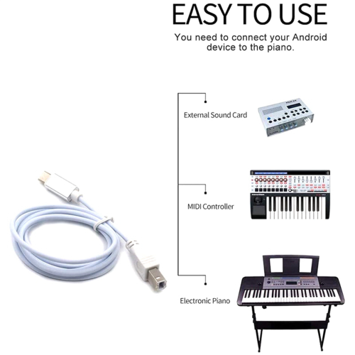 2X Καλώδιο σύνδεσης Midi USB τύπου B σε Micro-USB, προσαρμογέας ήχου πιάνου 1