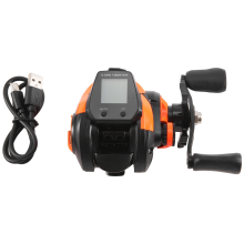 Electronic Baitcasting Fishing Reel Led Screen Orange Right