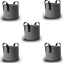 Gray Heavy-Duty Fabric Grow Bags, 5-Pack, 30x30x25 cm Breathable, Reusable Plant Pots with Double-Stitched Handles for Veg, Flowers, Indoor/Outdoor