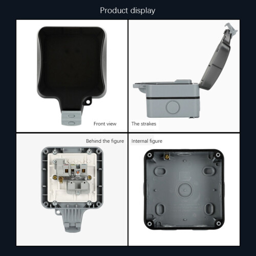 Caja impermeable IP66 13A con interruptor (enchufe británico) 2