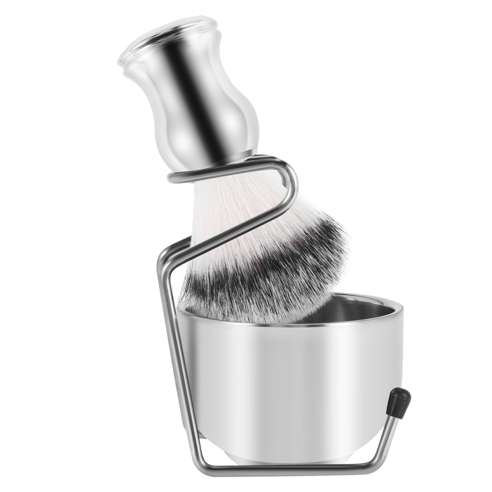 Spactz Soap Bowl + Shaving Brush Stand Holder, Stainless Steel+Nylon