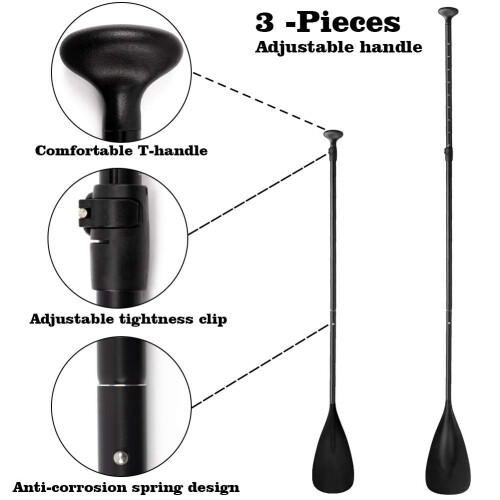 with Unique Lock Design Floating Alloy Shaft Paddleboard Paddle,Black 2