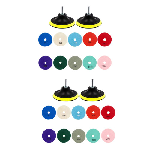 Conjunto de 24 almofadas de polimento diamantadas de 3 polegadas, kit úmido/seco para pedra, concreto, mármore, piso, polidor
