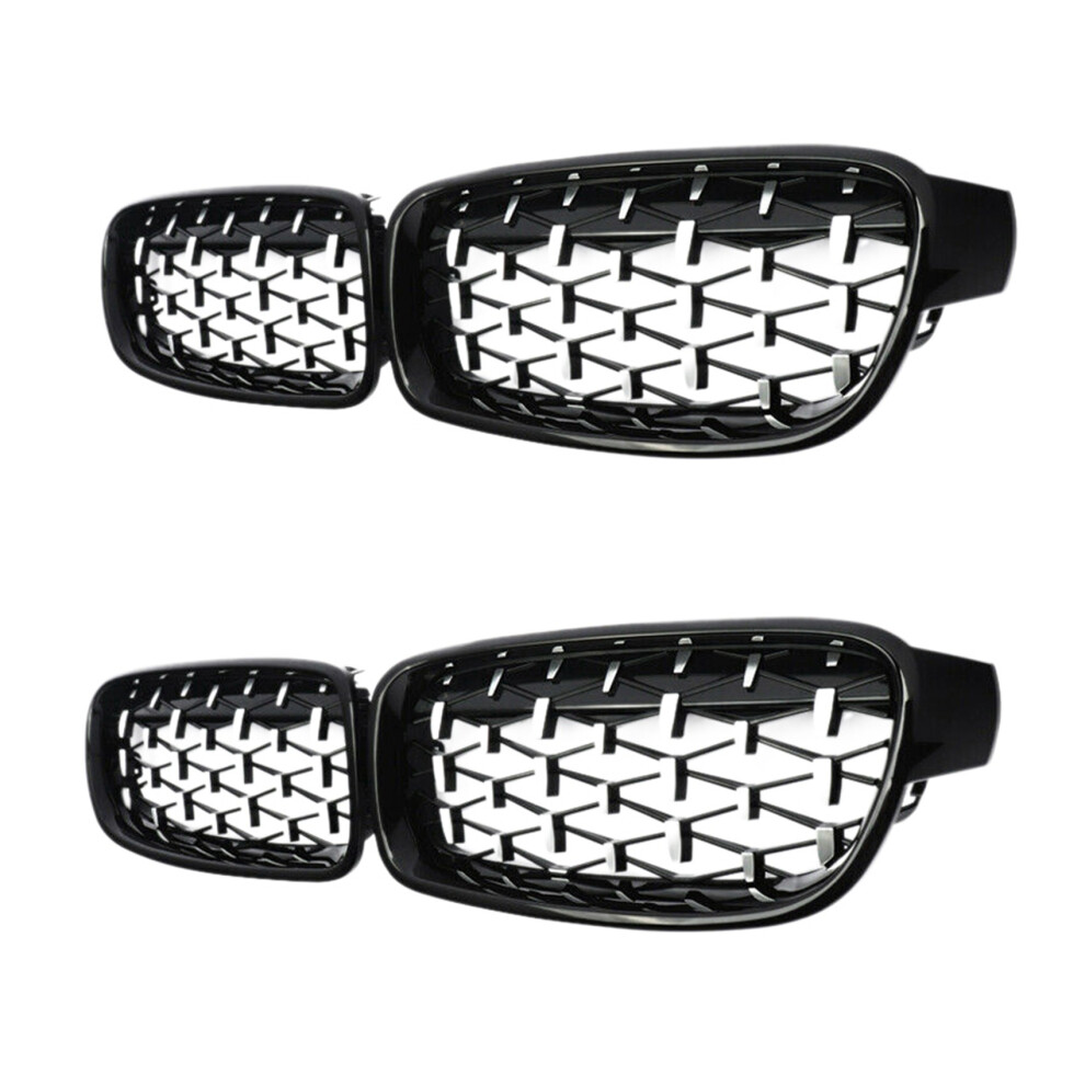 2X Front Kidney Grill, Hood Diamond Grille Meteor Grill For- F30 F31 F35 320I 328I 335I 2012-2018 4852972350302