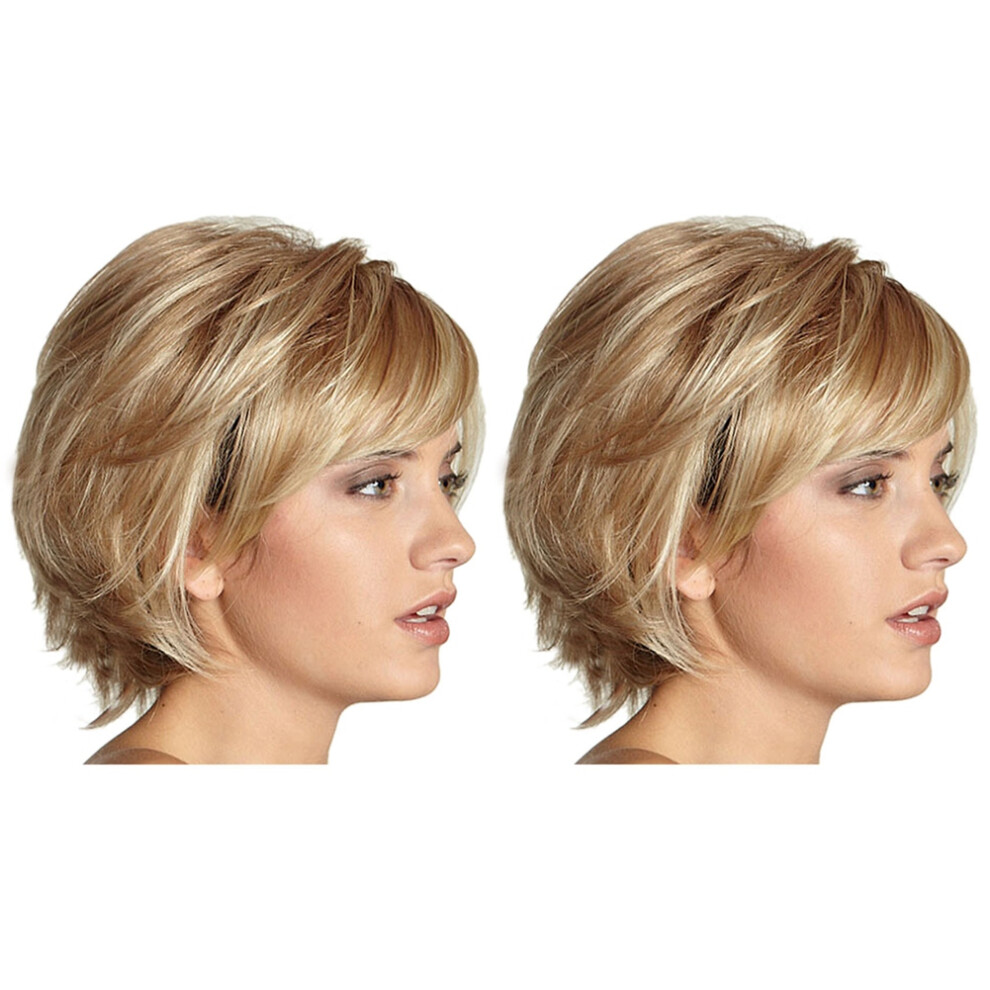 Spactz Unisex Red 2X Short Laye Wavy Full Synthetic Wig Blonde