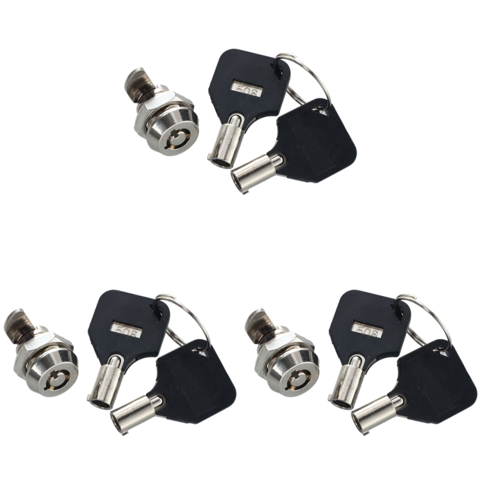 Serrure à came quart de tour filetée à clé 3X 12 mm pour casier à tiroir