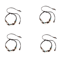 4X Boho Natural Sea Shell Stone -nilkkakoruja naisille Puuhelmi Seashell-nilkkaranneke jalassa Jalkaketju Vaha Köysi Nilkkakoru