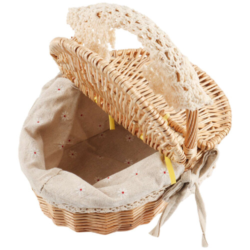 Basket Wicker Camping Picnic ja puinen 1