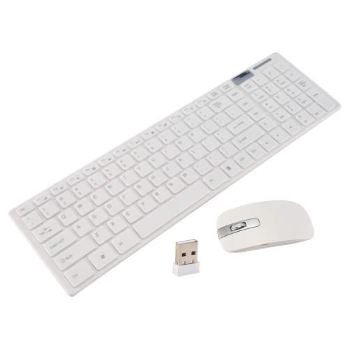 Wireless Slim White Keyboard + Optical Mouse Set for PC and Laptop