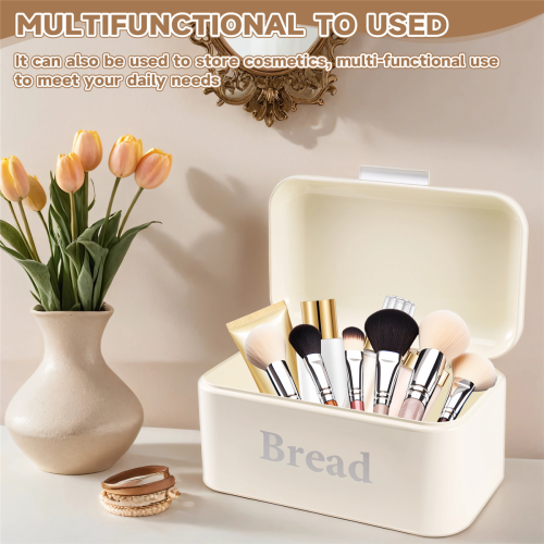Vintage κουτί ψωμιού, ντουλάπι, σίδερο, σνακ, επιτραπέζια αποθήκευση, λευκό 2