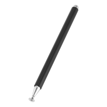 Schwarzer Stylus-Stift aus Aluminium - kompatibel mit Android & iOS, dual Enden, magnetische Kappe, austauschbare Scheibenspitzen, Lederhülle