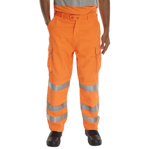 Beeswift - RAIL SPEC Hi Vis TROUSER  Orange Short Standard Tall