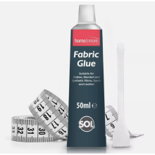 Extra Strong Fabric Glue 50ml - Washable Quick-Drying Waterproof Adhesive for Hemming, Patches, Clothing & Curtains (Spreader & Tape Included)