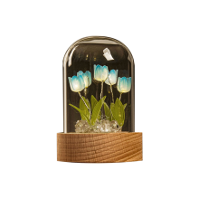 Tulip Night Light Handmade DIY Room Desktop Lamp-Blue
