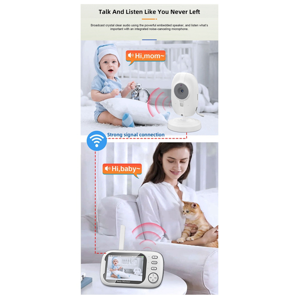 Moniteur vidéo sans fil pour bébé de 3,5 pouces avec surveillance de la température et prise américaine