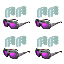 Óculos de solda com escurecimento automático, 4 peças, anti-riscos, visão ampla, para corte de plasma, com 40 lentes