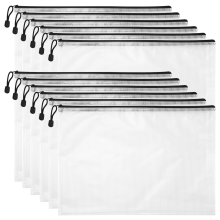 12PCS A3 Folder, Information Zipper Bag Plastic Wallet Mesh File