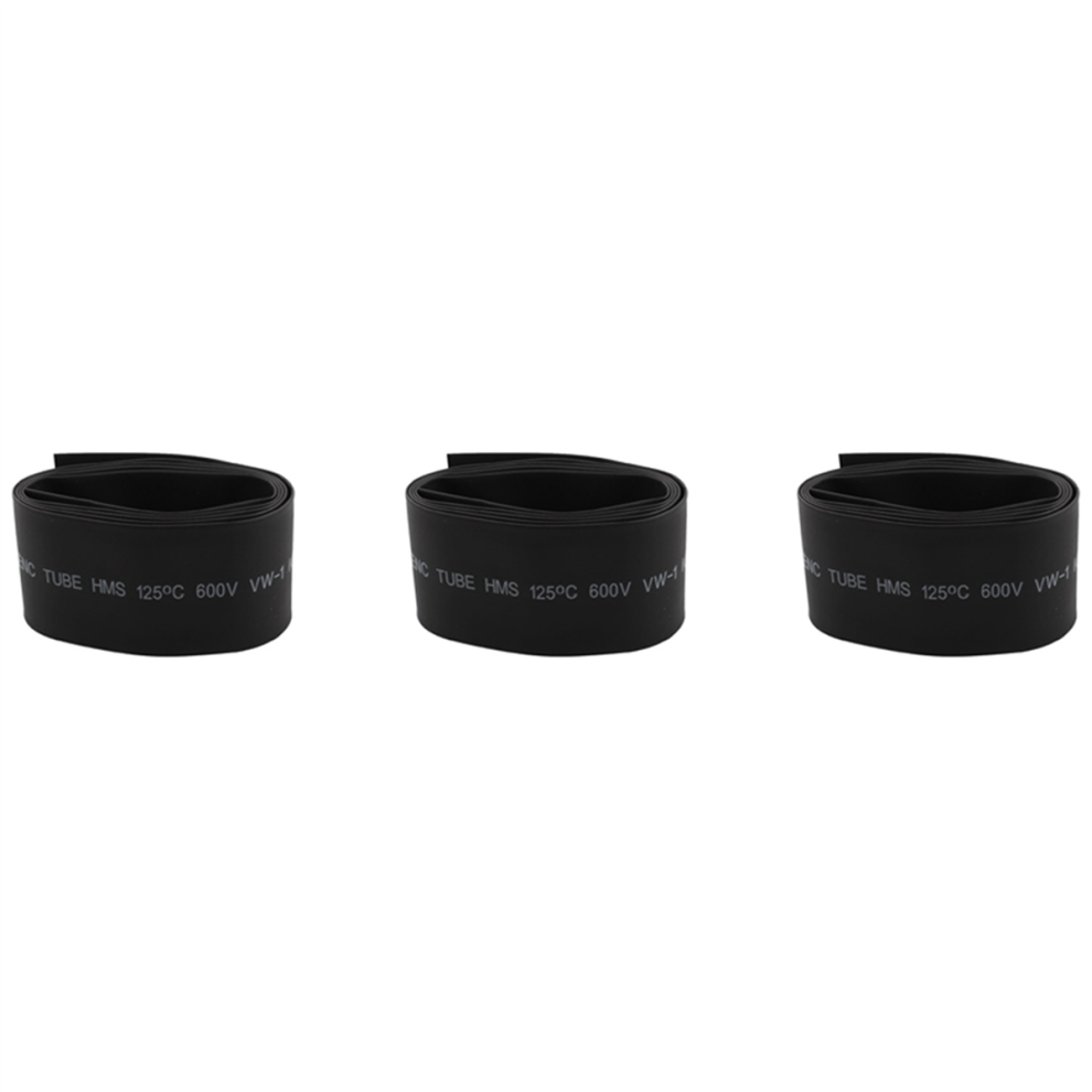 Lot de 3 gaines thermorétractables isolantes en polyoléfine noire 30 mm 2:1 1 m