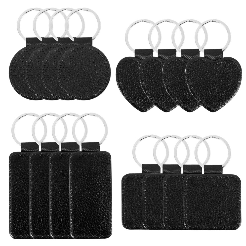 16 Pieces Sublimation Blanks Keychain PU Leather Keyrings DIY Craft
