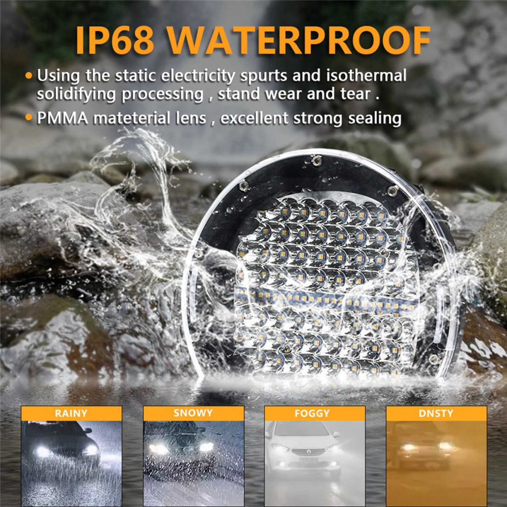 4X 7 Inch 300W Offroad Led Work Bar +, Round Spot Car Lamp For Truck 4Wd Atv Utv Suv Light/White/Amber 4852689267306