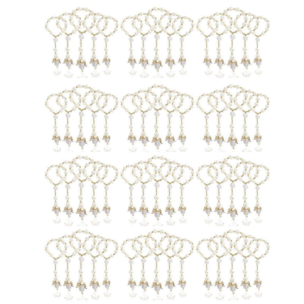 60 Pcs Baptism Rosary Acrylic Beads Mini Rosaries Angel For The First Communion Favors Spactz