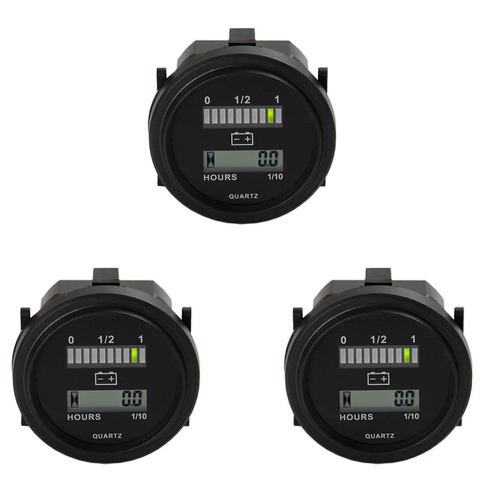 3X Led With Hour Meter Round Battery Indicator Gauge 12/24V 36V 48V For Boat Golf Cart Club Forklift 4853799489084