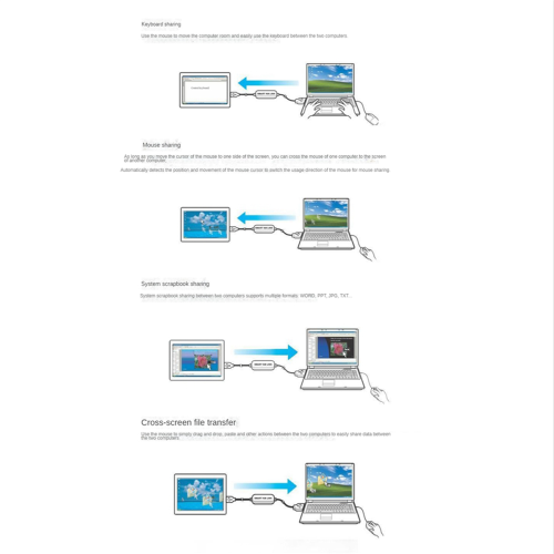 8X USB 2.0 Smart KM Link PC to Keyboard Mouse Share Sync Data Extension Cable Switch File Transfer 1