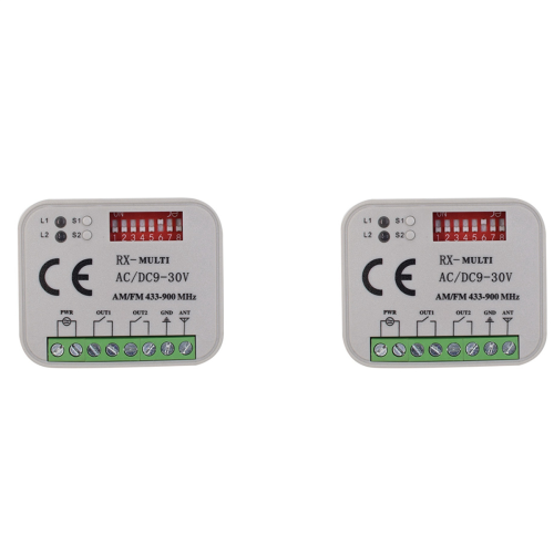 2X Universal Garage Door Remote Control Receiver 2CH Controller Switch for Transmitter RX Multi Frequency 433-900MHz