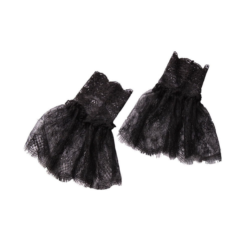 Fausse décoration de manche pour pull sauvage avec bordure en dentelle et bouton noir