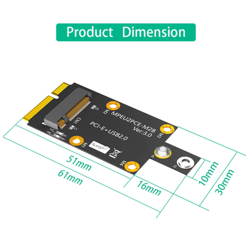 Adattatore M.2 Key B a Mini PCI-E con doppia scheda NANO SIM 1