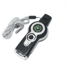 (gray) Emergency Survival Whistle With Lanyard,7 In 1 Survival Multitool Loud Safety Whistle With Led Light