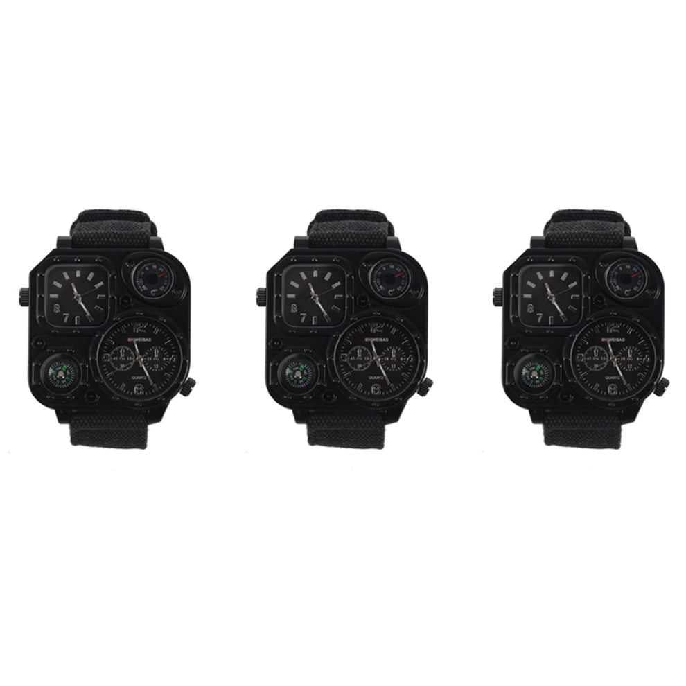 Orologio Da Polso Al Quarzo Con Doppio Fuso Orario E Bussola Da Uomo 3X