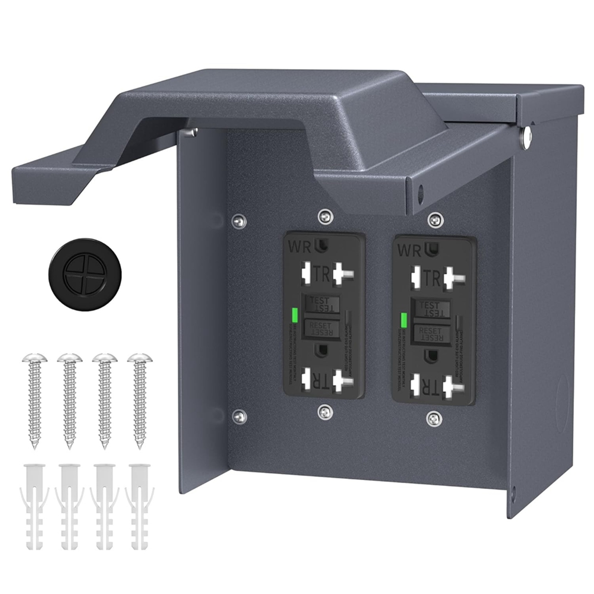 Weather Resistant Outdoor Socket, 15 Amp Double Wall Outlet With On Off Switch Ensures Safe & Reliable Power Supply For Gardens, Patios, And Swimming Pools - View #10