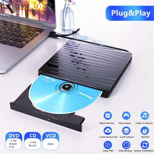 Εξωτερική μονάδα CD/DVD για φορητό υπολογιστή, USB 3.0 και εγγραφή CD DVD +/-RW τύπου C 1