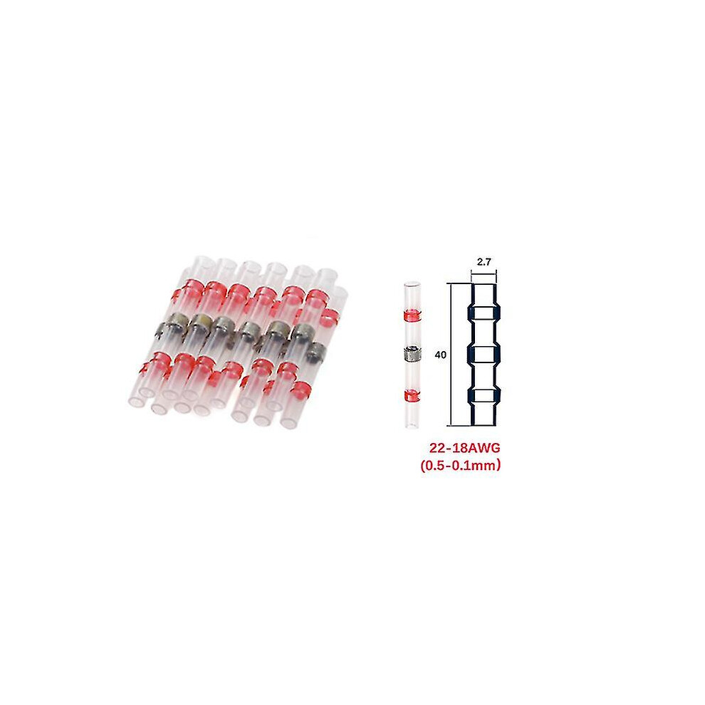 (Red, 100Pcs) 10/50/100Pcs Solder Seal Wire Connectors Heat Shrink Solder Butt Connectors Solder Terminals Kit Automotive Marine Insulated 8715748631165