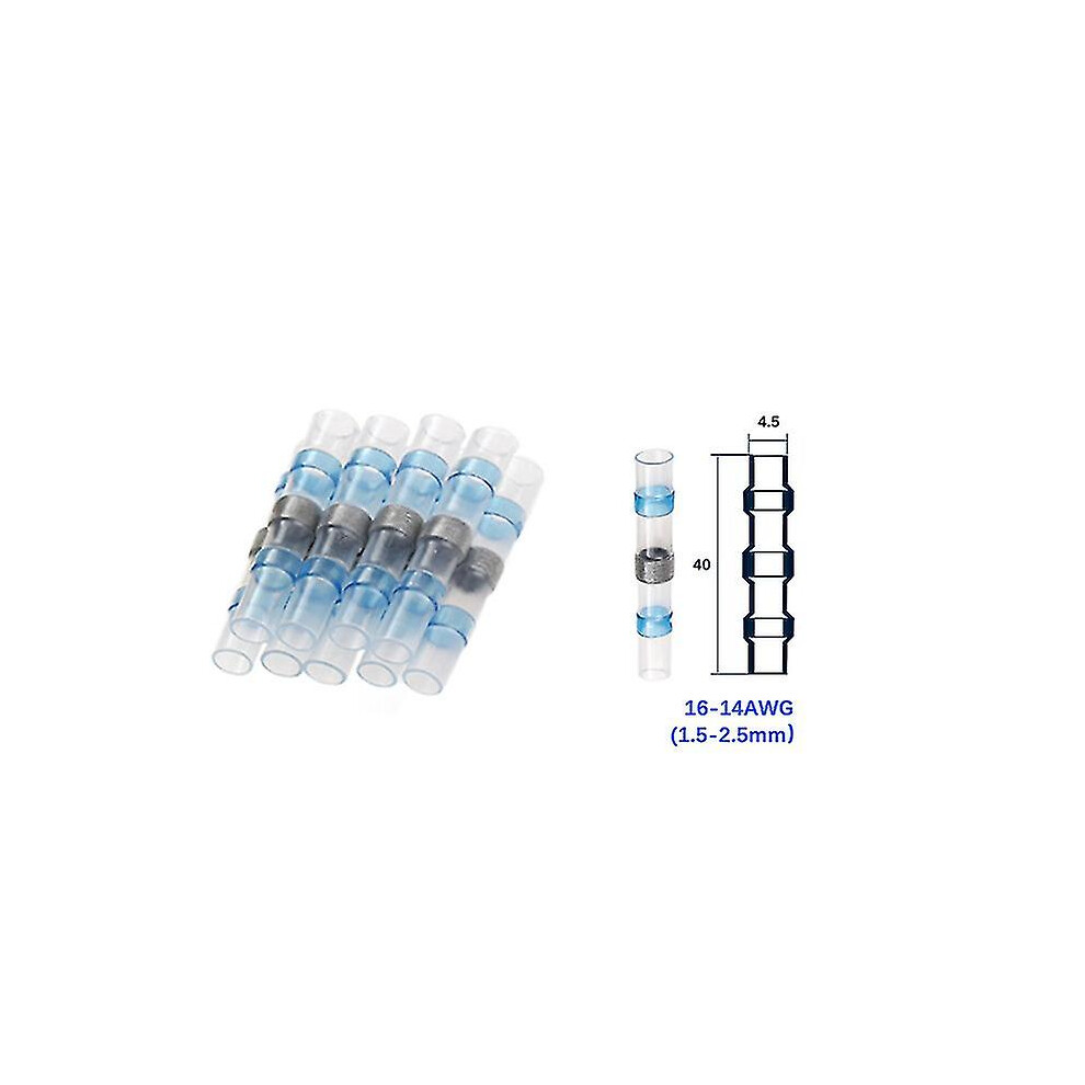 (Blue, 50Pcs) 10/50/100Pcs Solder Seal Wire Connectors Heat Shrink Solder Butt Connectors Solder Terminals Kit Automotive Marine Insulated 8715748631202